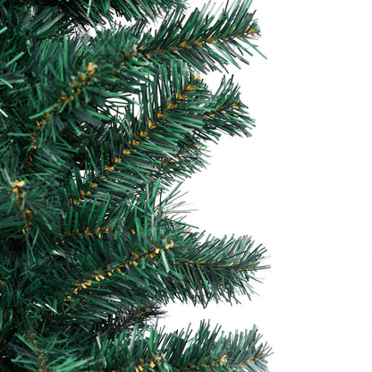 Vidaxl Árbol De Navidad Delgado Con Luces Y Soporte Pvc Verde 150 Cm_4