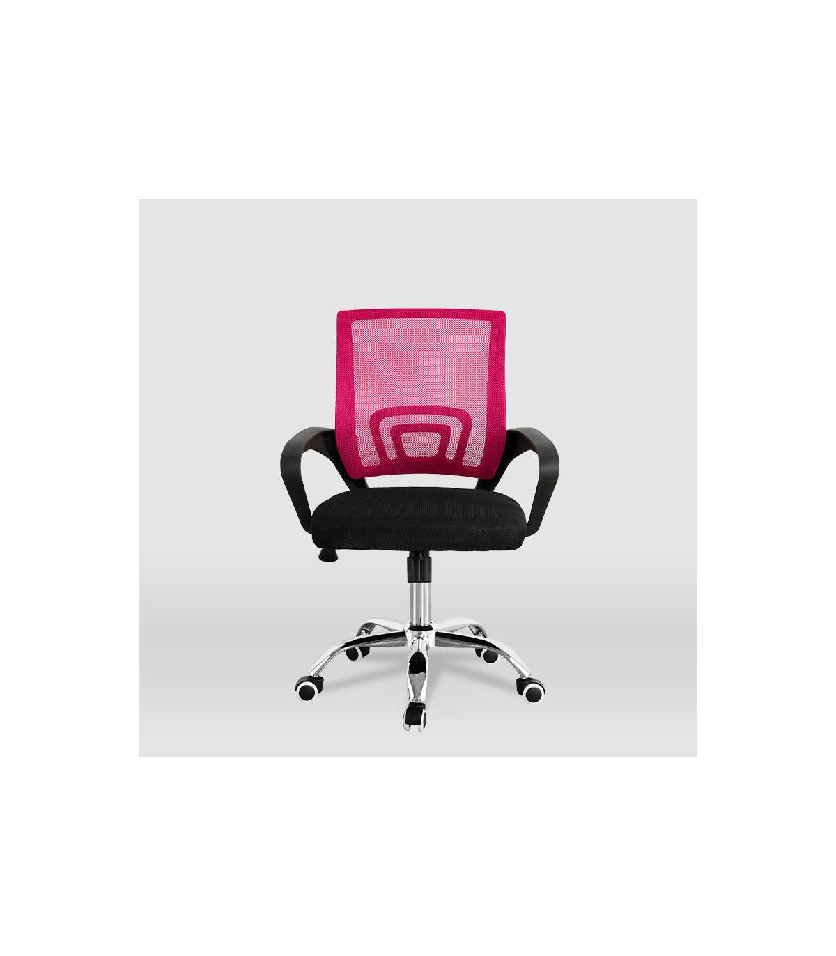 Silla De Estudio Juvenil Martina En Rosa Y Negro. Alto: 88-98, Ancho: 57, Fondo: 53.5_0
