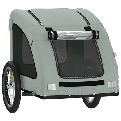 Remolque De Bicicleta Mascotas Hierro Tela Oxford Gris_4