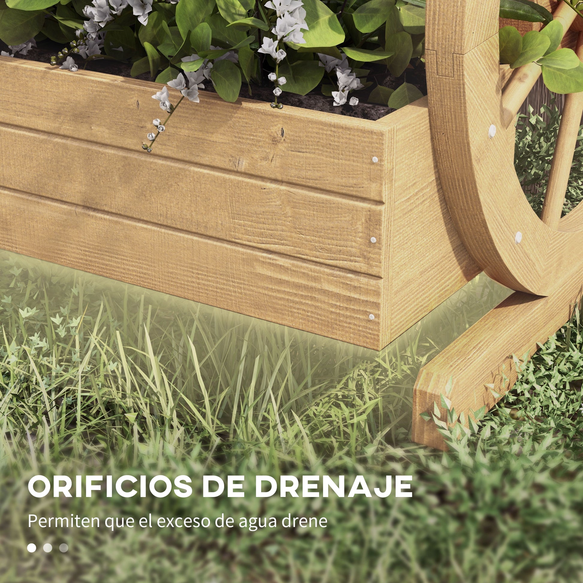 Outsunny Jardinera De Madera Macetero Exterior De 3 Niveles 61x62x57 Cm Natural_5