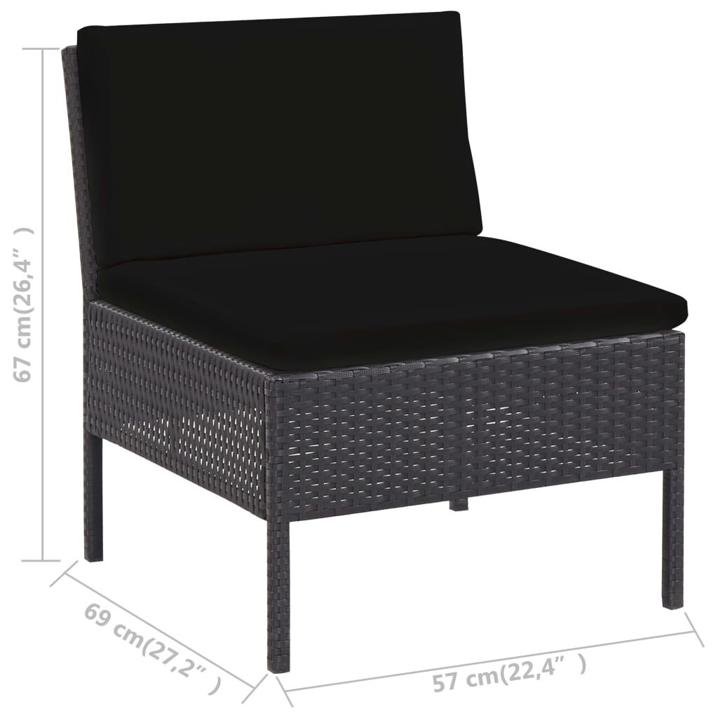 Vidaxl Set De Sofás De Jardín 5 Piezas Y Cojines Ratán Sintético Negro_2