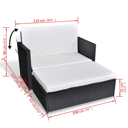 Vidaxl Set Muebles De Jardín 2 Piezas Y Cojines Ratán Sintético Negro_5
