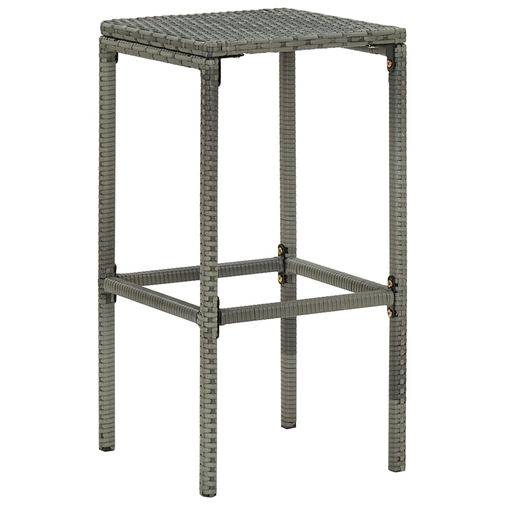 Taburetes De Cocina Con Cojines 3 Uds Ratán Sintético Gris_1