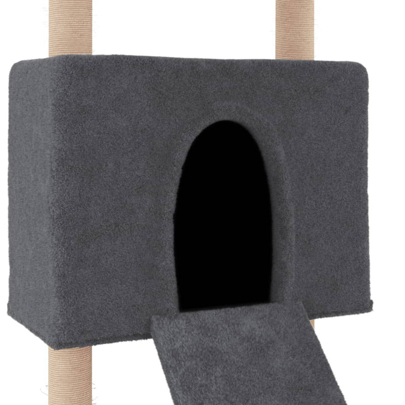Vidaxl Rascador Para Gatos Con Postes De Sisal Gris Oscuro 153 Cm_5