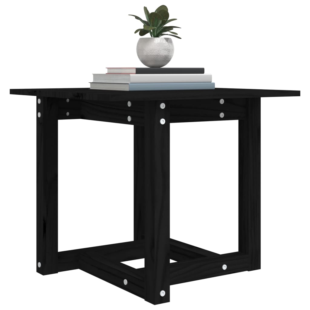 Mesa De Centro De Madera Maciza De Pino Negra 50x50x45 Cm_3