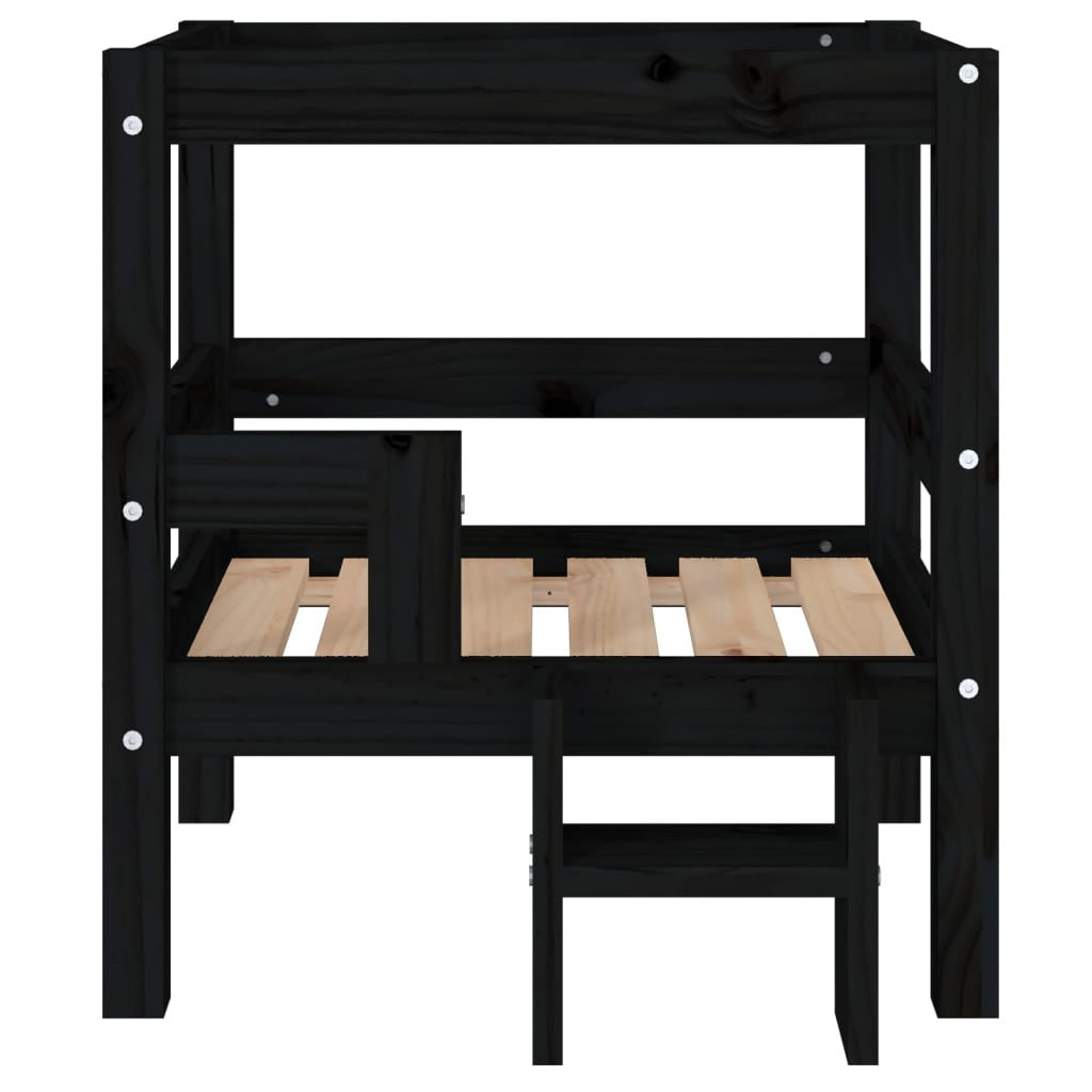 Vidaxl Cama Para Perros Madera Maciza De Pino Negro 55,5x53,5x60 Cm_4