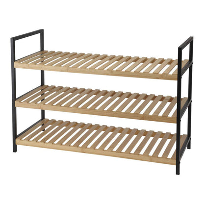 Well Home Zapatero De Bambú Con 3 Estantes En Metal Y Bambú 70x30x48,5cm