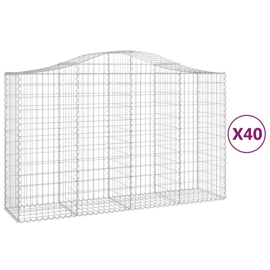 Cestas Gaviones 40 Uds Forma De Arco Hierro 200x50x120/140 Cm_0