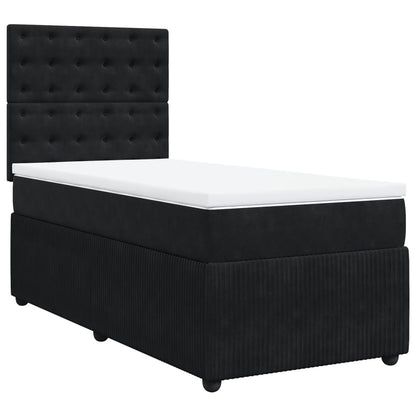 Cama Box Spring Con Colchón Terciopelo Negro 90x200 Cm / Vetonek_0