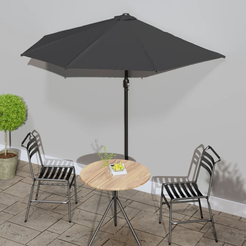 Vidaxl Sombrilla De Balcón Semicircular Palo Aluminio Gris 270x144 Cm_1