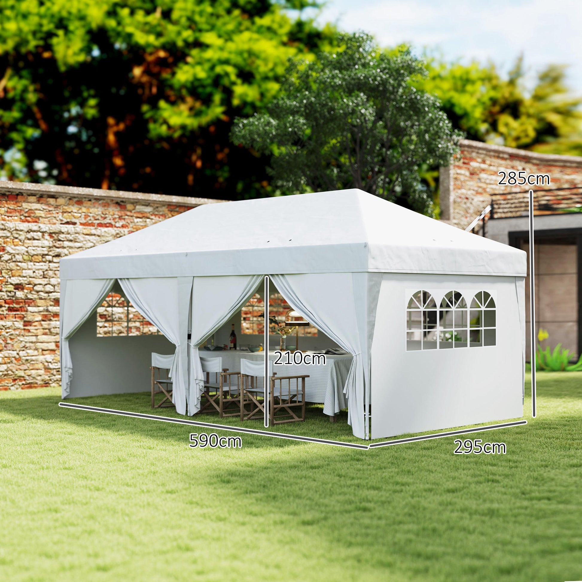 Outsunny Carpa Plegable 6x3 M Con 6 Paredes Laterales Impermeable Anti-uv Blanco_2