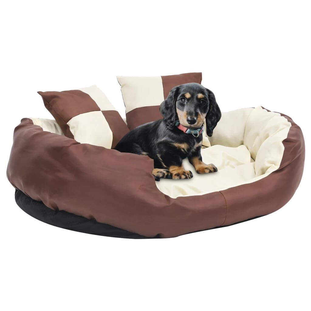 Vidaxl Cojín Para Perro Reversible Y Lavable Marrón Y Crema 85x70x20cm_1