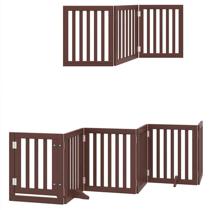 Vidaxl Puerta De Perros Plegable 9 Paneles Madera Álamo Marrón 450 Cm_2