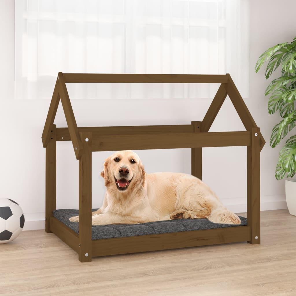 Vidaxl Cama Para Perros Madera Maciza Pino Marrón Miel 81x60x70 Cm_1