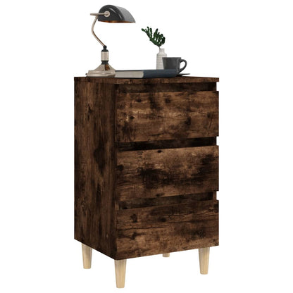 Mesita De Noche Patas Madera Maciza Roble Ahumado 40x35x69 Cm_2