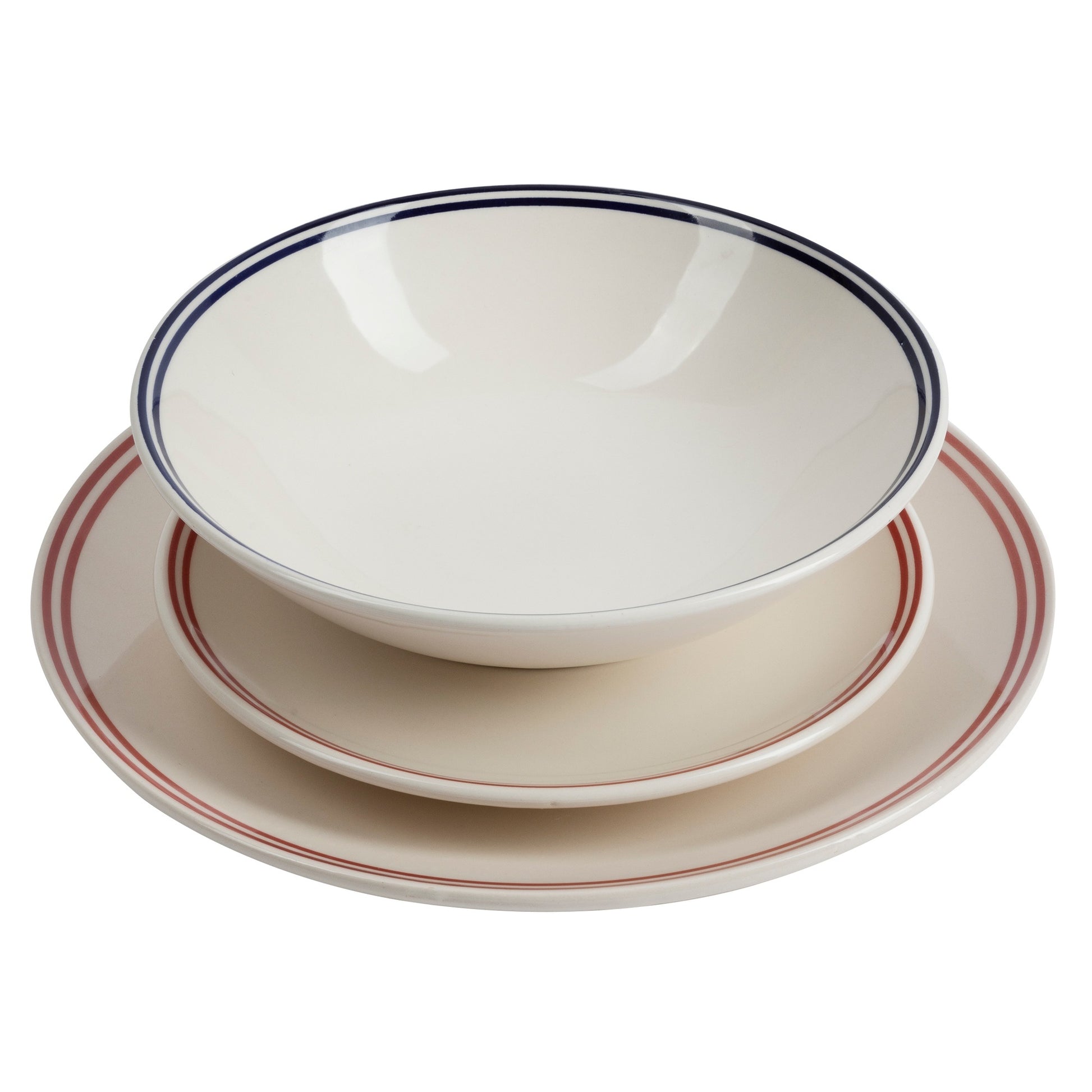 Set 12pzs Vajilla (p.llano Ø27cm + P.hondo Ø20cm + P.postre Ø19cm) A Rayas El Ganso