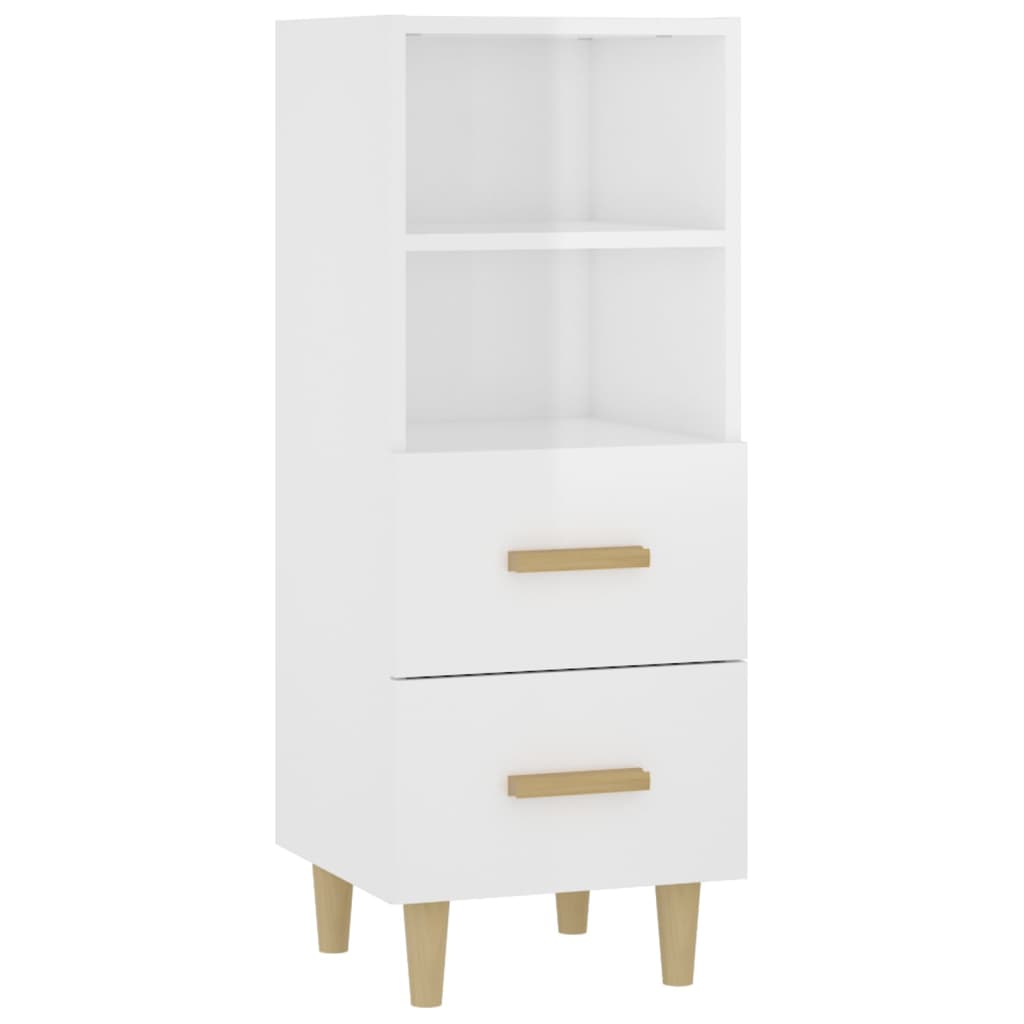 Aparador De Madera Contrachapada Blanco Brillante 34,5x34x90 Cm / Vetonek_0