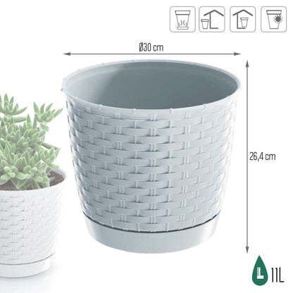 Maceta Ratolla Round 11l., Dimensiones (mm) 300x300x264, Color Blanco_2