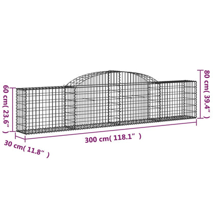 Cestas De Gaviones 25 Uds Forma De Arco Hierro 300x30x60/80 Cm_5