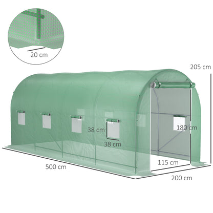 Invernadero De Túnel Outsunny Pe, Metal Verde 500x200x205 Cm_2