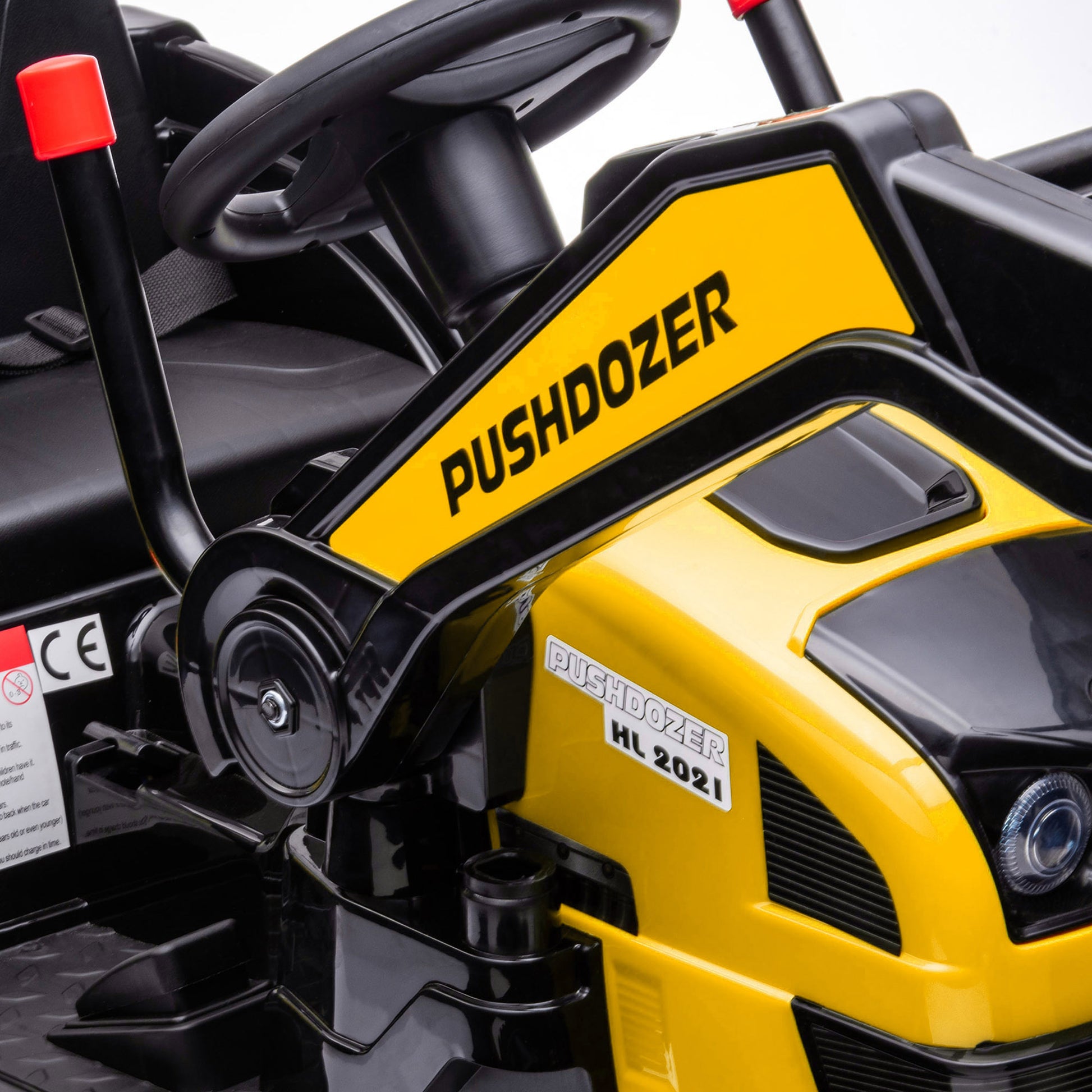 Homcom Tractor Eléctrico Niños +3 Años 6v Pala Luce Velocidad 2 Niveles Amarillo_3