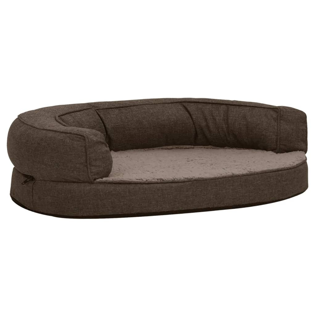 Vidaxl Colchón De Cama De Perro Ergonómico Aspecto Lino Marrón 75x53cm_0