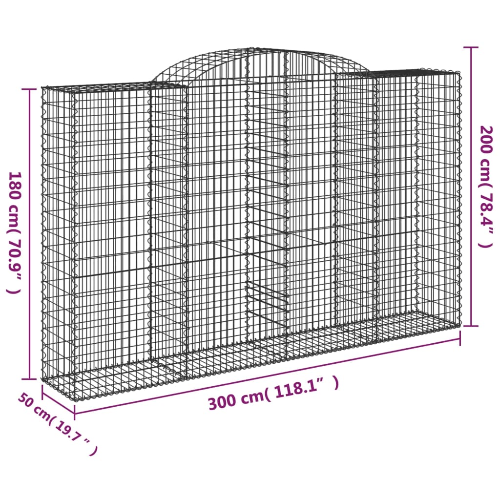 Cestas De Gaviones 5 Uds Forma De Arco Hierro 300x50x180/200 Cm_5
