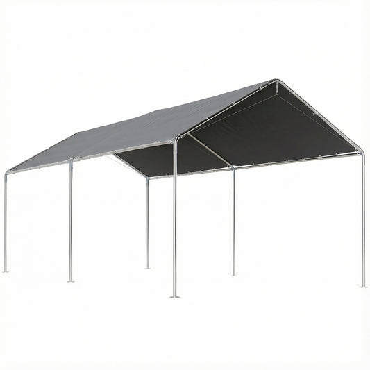 Outsunny Cochera Exterior 3x6m Con Toldo De Tela Pe Y Marco De Acero Galvanizado_0