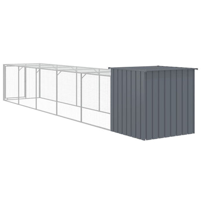 Vidaxl Gallinero Con Corral Acero Galvanizado Gris 110x609x110 Cm_4