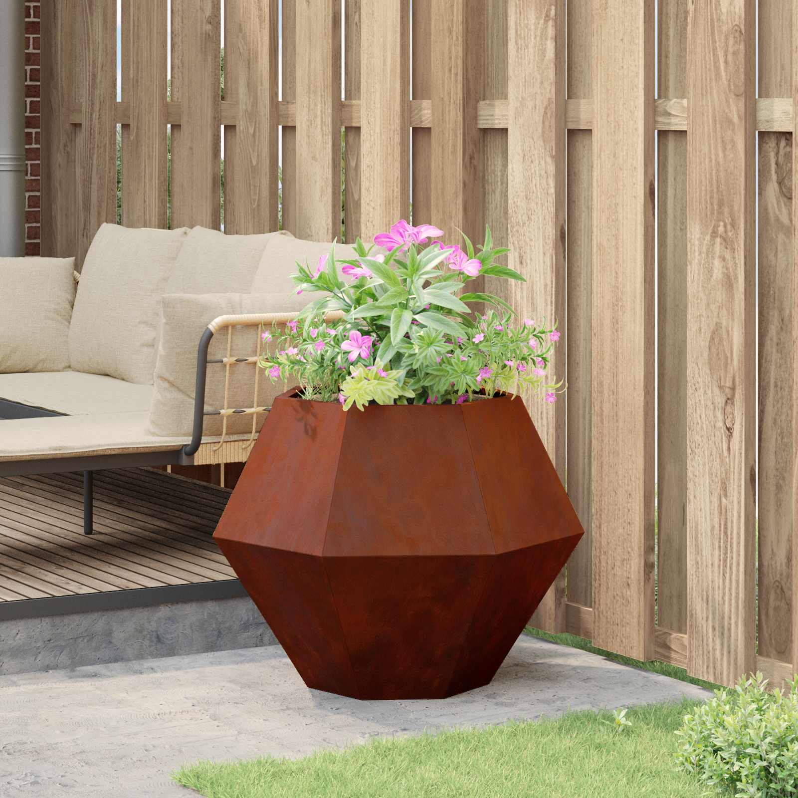 Jardinera Oxidado 75 X 75 X 60 Cm Acero Autopatinable_3