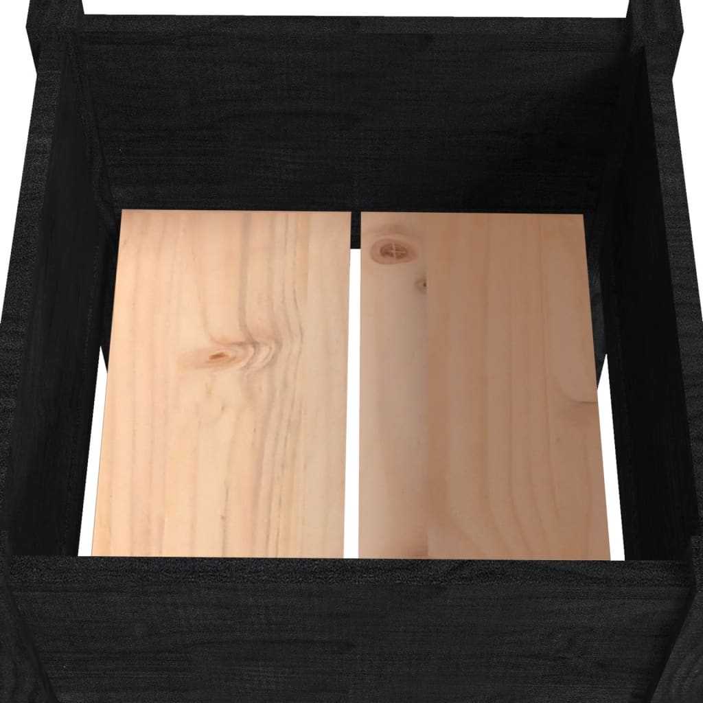 Jardineras 2 Uds Madera Maciza De Pino Negro 50x50x70 Cm_5