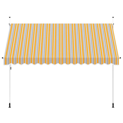 Toldo Manual Retráctil 350 Cm Amarillo Y Azul A Rayas_0