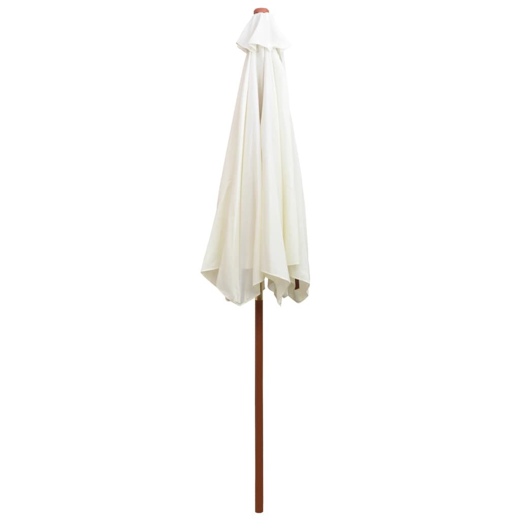 Vidaxl Sombrilla Con Palo De Madera Blanco Crema 270x270 Cm_3