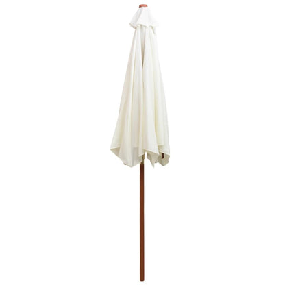 Vidaxl Sombrilla Con Palo De Madera Blanco Crema 270x270 Cm_3