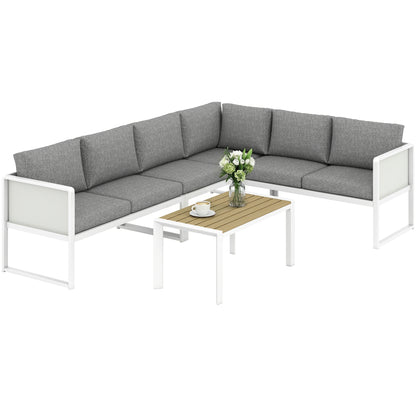 Outsunny Conjunto De Jardín Exterior De 4 Piezas En Forma De L Con Cojines Gris_0