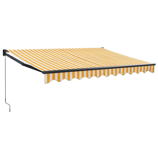 Toldo Retráctil Aluminio Y Tela Amarillo Y Blanco 3,5x2,5 M_0