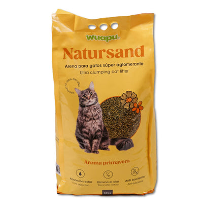 Arena Aglomerante Para Gato Wuapu Natursand Aroma Primavera, Envase De 10kg
