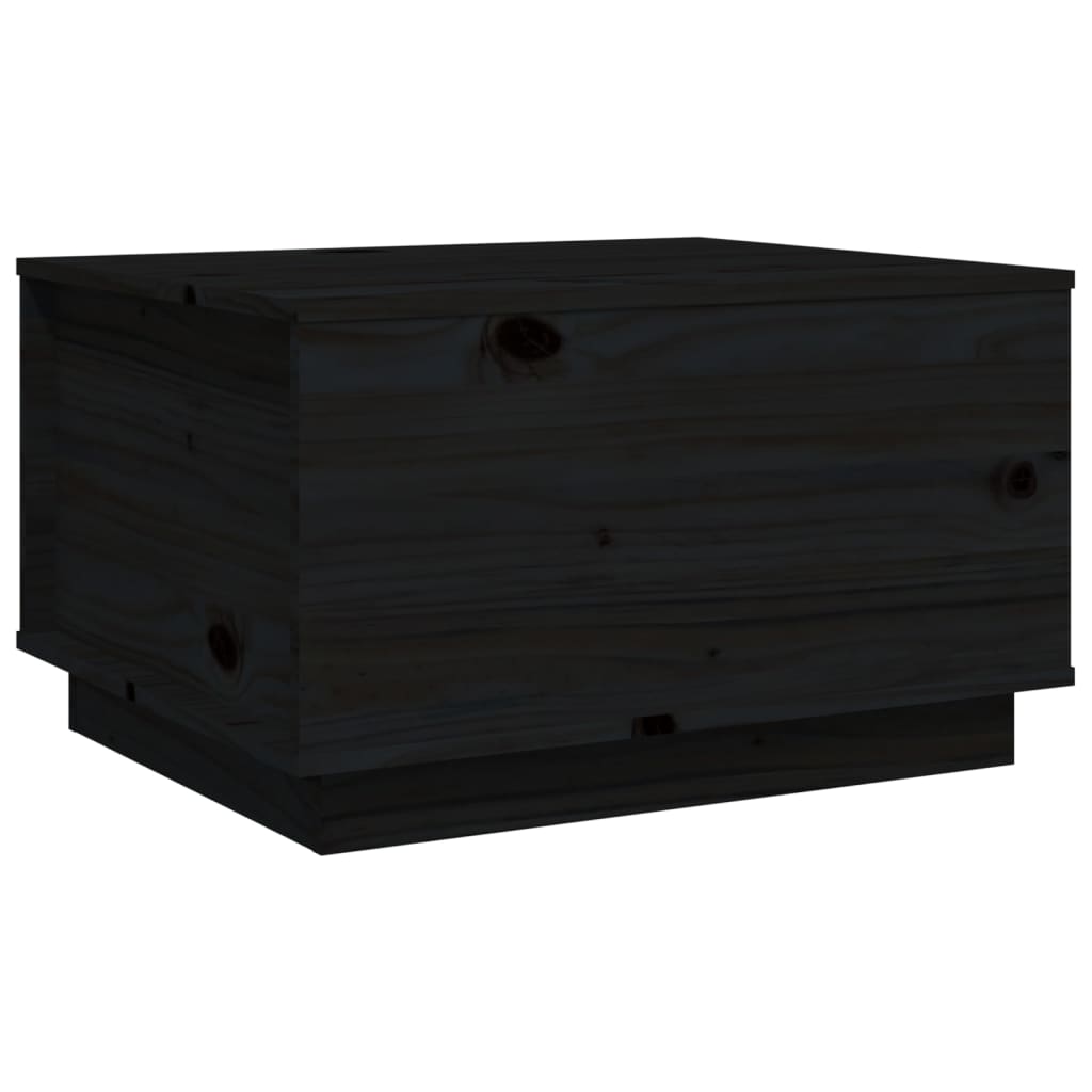 Mesa De Centro De Madera Maciza De Pino Negro 60x50x35 Cm_0