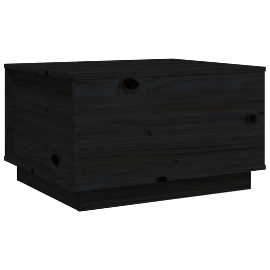 Mesa De Centro De Madera Maciza De Pino Negro 60x50x35 Cm_0