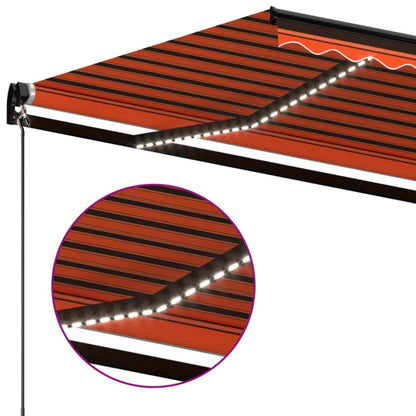 Toldo Manual Retráctil Con Luz Led Naranja Y Marrón 600x300 Cm_4