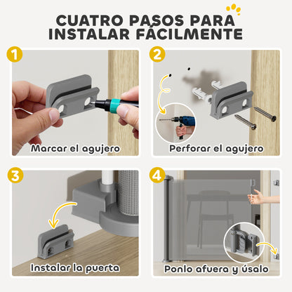 Pawhut Barrera De Seguridad Para Perros Retráctil 0-136 Cm Para Escaleras_3