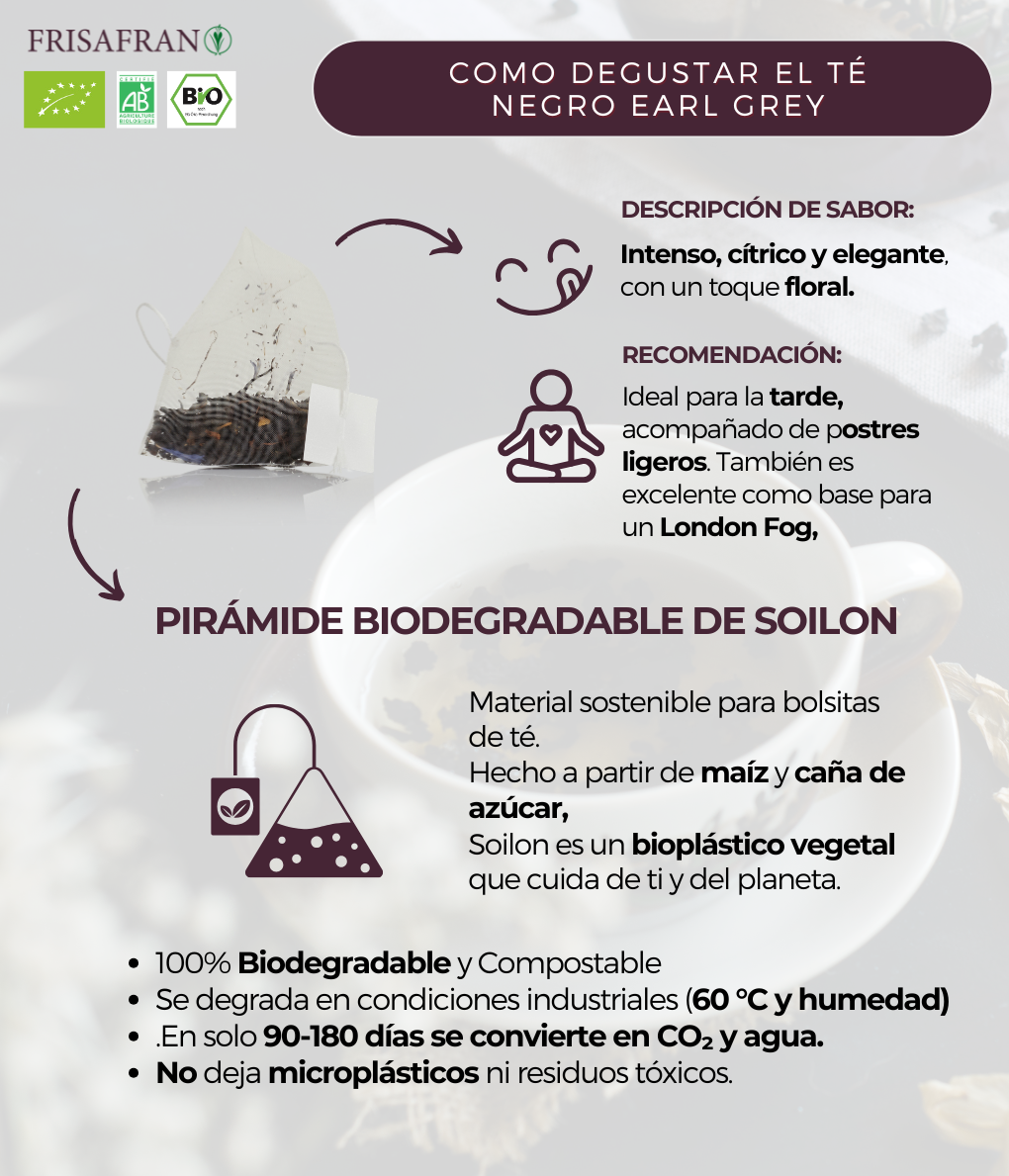 Té Negro Earl Grey Ecológico Pirámides | Calidad | Frisafran 30 Uds_4