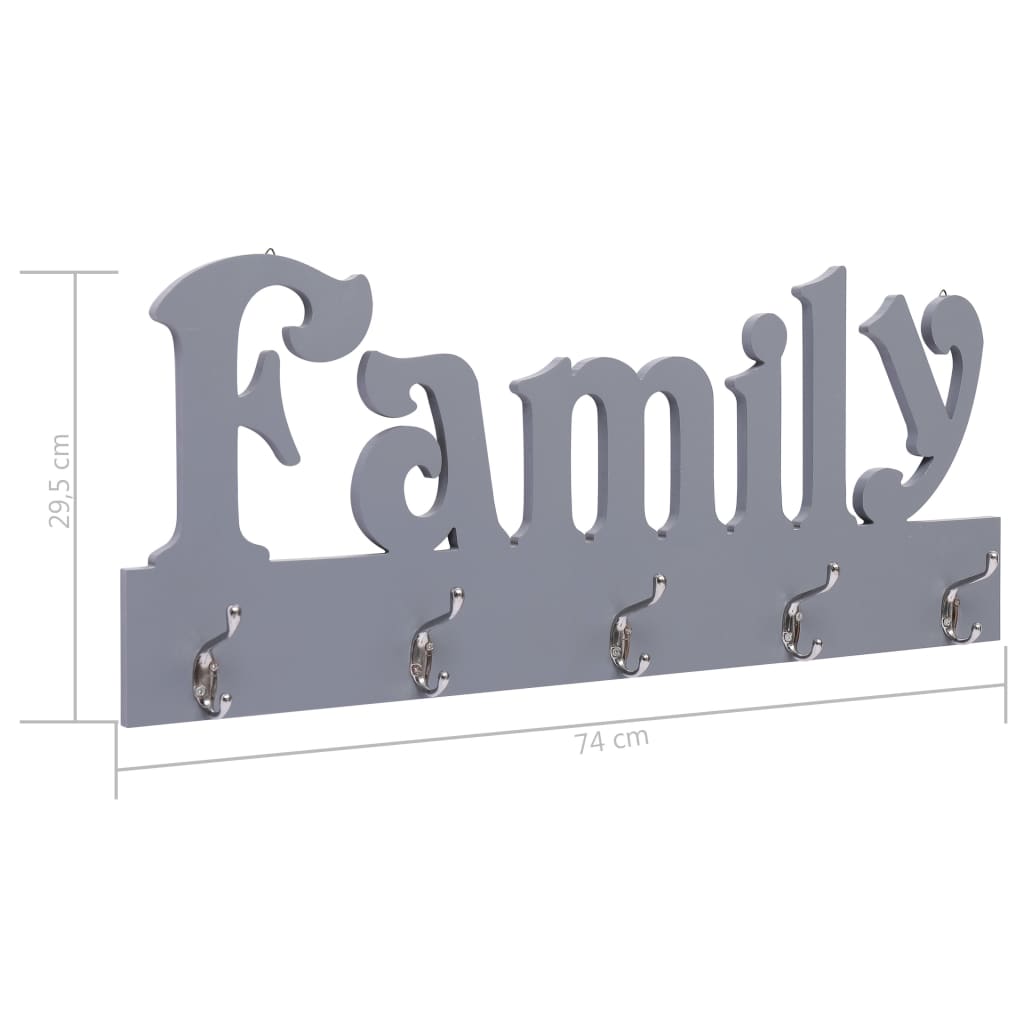 Perchero De Pared Family Gris 74x29,5 Cm_5