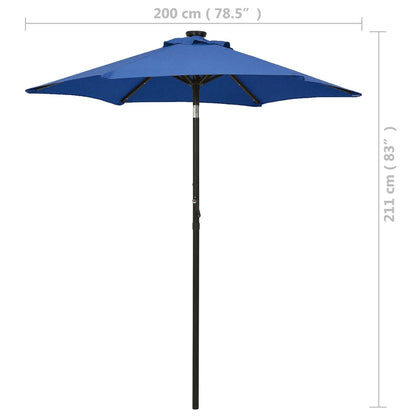 Vidaxl Sombrilla Jardín Con Luces Led Aluminio Azul Celeste 200x211 Cm_2
