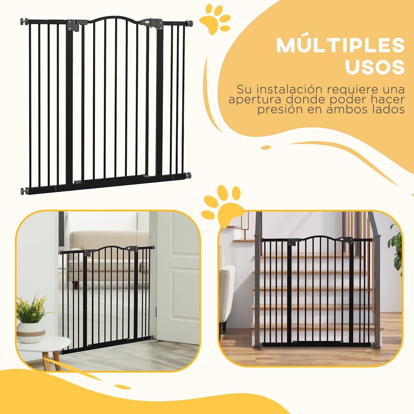 Pawhut Barrera Para Perros Con Ancho Ajustable 74-100 Cm Negro_5