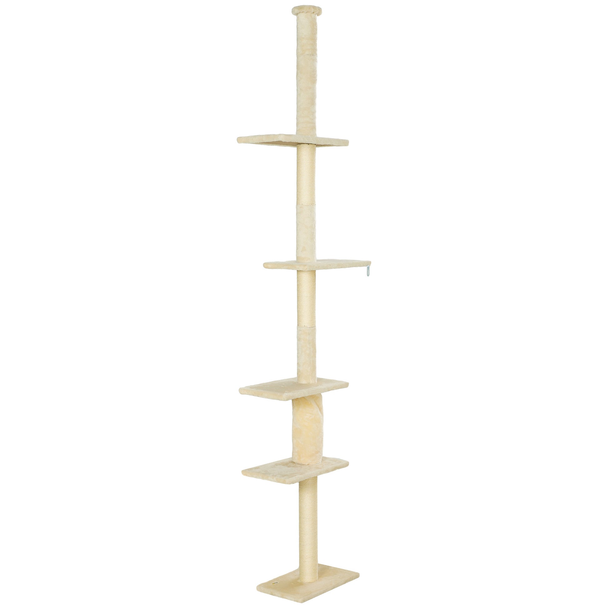 Pawhut Árbol Para Gatos De Suelo A Techo 225-275 Cm Con Plataformas Crema_0