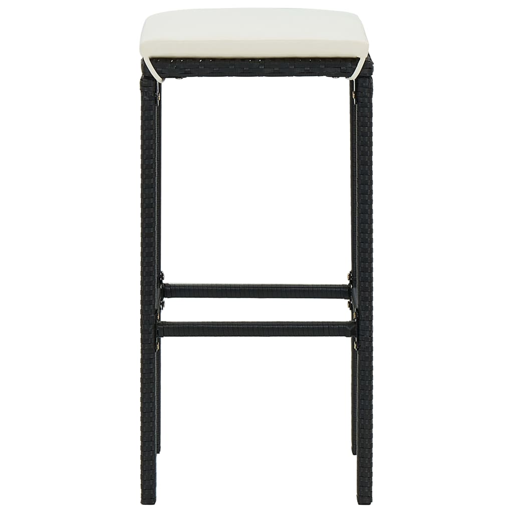 Taburetes De Cocina Con Cojines 4 Uds Ratán Sintético Negro_3