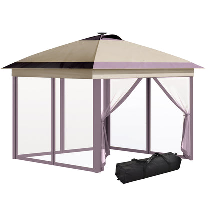 Outsunny Carpa Plegable Exterior 3,3x3,3x2,85 M Con Luces Led Y Control Remoto_0