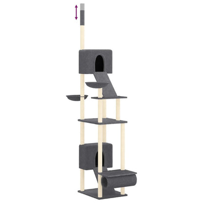 Vidaxl Árbol Rascador Para Gatos Suelo A Techo Gris Oscuro 277-303 Cm_5