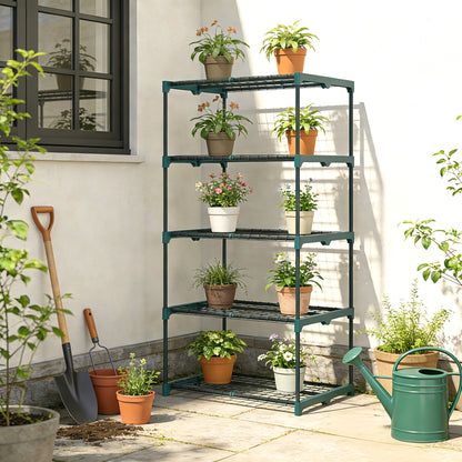 Outsunny Soporte Para Plantas De 5 Niveles De Acero 67x49x138 Cm Verde Oscuro_4